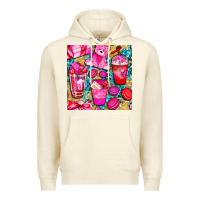 Sandshell valentines day with love coffee cups  seamless pattern bbs Premium Hoodie - BundleAndBundleShop