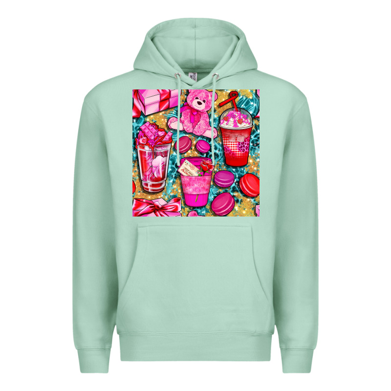Valentines Day With Love Coffee Cups  Seamless Pattern Bbs Premium Hoodie by BundleAndBundleShop | Teevron