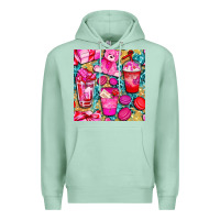 Seafoam valentines day with love coffee cups  seamless pattern bbs Premium Hoodie - BundleAndBundleShop