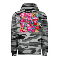 Slate Camo valentines day with love coffee cups  seamless pattern bbs Premium Hoodie - BundleAndBundleShop