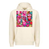 Tofu valentines day with love coffee cups  seamless pattern bbs Premium Hoodie - BundleAndBundleShop