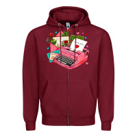 Burgundy pink typewriter and letters Zipper Hoodie - AdoDesignShop