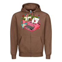 Chestnut pink typewriter and letters Zipper Hoodie - AdoDesignShop