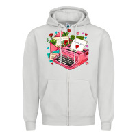 Dove Grey pink typewriter and letters Zipper Hoodie - AdoDesignShop