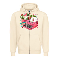 Sandshell pink typewriter and letters Zipper Hoodie - AdoDesignShop