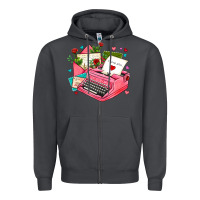 Smoke pink typewriter and letters Zipper Hoodie - AdoDesignShop