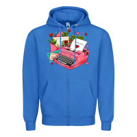 True Royal pink typewriter and letters Zipper Hoodie - AdoDesignShop
