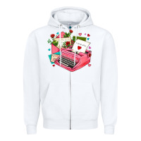 White pink typewriter and letters Zipper Hoodie - AdoDesignShop