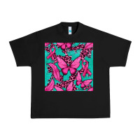 Black Pink Butterfly with Ribbon Cancer Urban Heavy Tee - texasbilliewilder