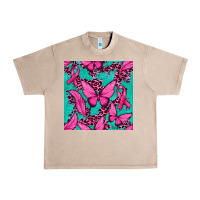 French Oak Pink Butterfly with Ribbon Cancer Urban Heavy Tee - texasbilliewilder