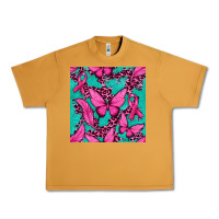 Peanut Butter Pink Butterfly with Ribbon Cancer Urban Heavy Tee - texasbilliewilder