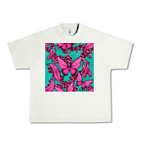 Pistachio Pink Butterfly with Ribbon Cancer Urban Heavy Tee - texasbilliewilder