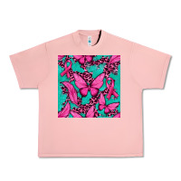 Salmon Pink Butterfly with Ribbon Cancer Urban Heavy Tee - texasbilliewilder