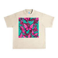 Sandshell Pink Butterfly with Ribbon Cancer Urban Heavy Tee - texasbilliewilder