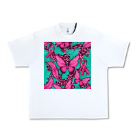 White Pink Butterfly with Ribbon Cancer Urban Heavy Tee - texasbilliewilder
