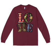 Burgundy loce army Long Sleeve Tee - CowhideDigitalArt