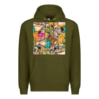 Army Green western cowgirl coffee cup with cowhide seamless pattern bbs Premium Hoodie - BundleAndBundleShop