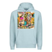 Blue Mist western cowgirl coffee cup with cowhide seamless pattern bbs Premium Hoodie - BundleAndBundleShop