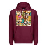 Burgundy western cowgirl coffee cup with cowhide seamless pattern bbs Premium Hoodie - BundleAndBundleShop