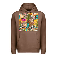 Chestnut western cowgirl coffee cup with cowhide seamless pattern bbs Premium Hoodie - BundleAndBundleShop