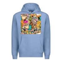 Colony Blue western cowgirl coffee cup with cowhide seamless pattern bbs Premium Hoodie - BundleAndBundleShop