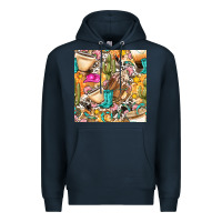 Navy western cowgirl coffee cup with cowhide seamless pattern bbs Premium Hoodie - BundleAndBundleShop