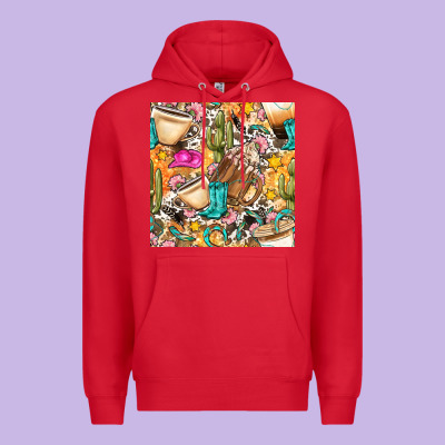 Western Cowgirl Coffee Cup With Cowhide Seamless Pattern Bbs Premium Hoodie Designed By Bundleandbundleshop