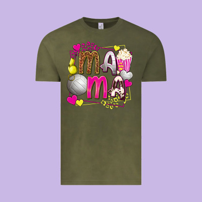 Mama Volleyball With Popcorn Vintage Tee Designed By Texasbilliewilder