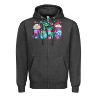 Charcoal Heather turtle coffee cups Zipper Hoodie - Jasminsmagicworld