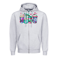 Heather Grey turtle coffee cups Zipper Hoodie - Jasminsmagicworld