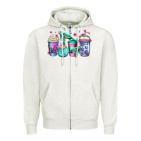 Oatmeal Heather turtle coffee cups Zipper Hoodie - Jasminsmagicworld