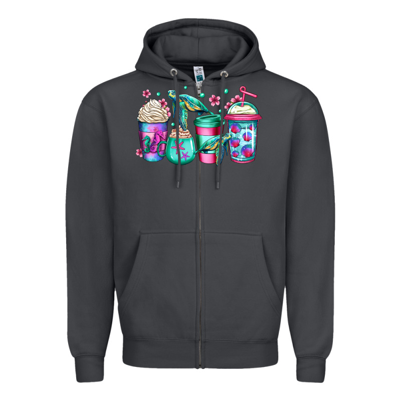 Turtle Coffee Cups Zipper Hoodie by Jasminsmagicworld | Teevron