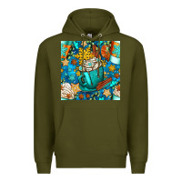 Army Green winter coffee cups and snow with plaid seamless pattern bbs Premium Hoodie - BundleAndBundleShop