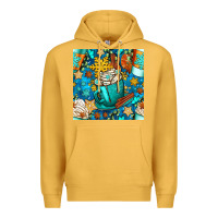 Mustard winter coffee cups and snow with plaid seamless pattern bbs Premium Hoodie - BundleAndBundleShop