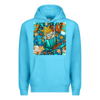 Ocean Blue winter coffee cups and snow with plaid seamless pattern bbs Premium Hoodie - BundleAndBundleShop