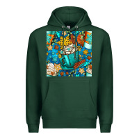 Sports Green winter coffee cups and snow with plaid seamless pattern bbs Premium Hoodie - BundleAndBundleShop