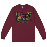 Burgundy love my veteran Long Sleeve Tee - CowhideDigitalArt