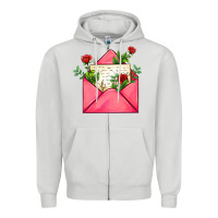 Dove Grey pink letter Zipper Hoodie - AdoDesignShop