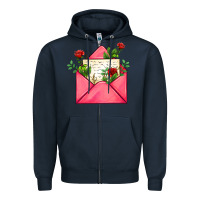 Navy pink letter Zipper Hoodie - AdoDesignShop