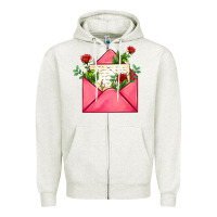 Oatmeal Heather pink letter Zipper Hoodie - AdoDesignShop