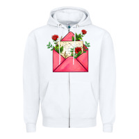 White pink letter Zipper Hoodie - AdoDesignShop
