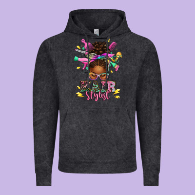 Hair Stylist Afro Messy Bun Vintage Hoodie Designed By Texasbilliewilder