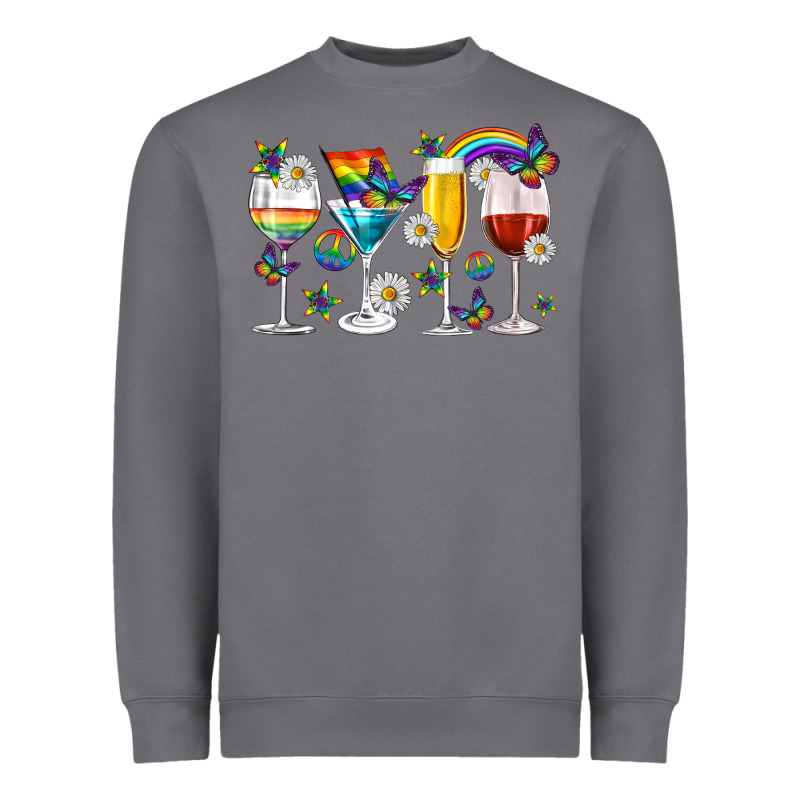 Pride Lgbtq Wine Cups And Glasses Heavyweight Sweatshirt by texasbilliewilder | Teevron