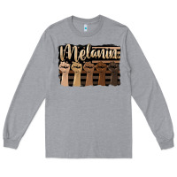 Heather Grey melanin american flag Long Sleeve Tee - HRA Design Shop