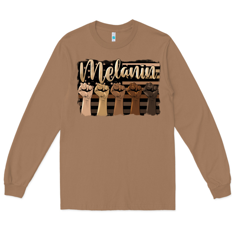 Melanin American Flag Long Sleeve Tee by HRA Design Shop | Teevron