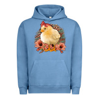 Pigment Pebble Blue Chick with Flowers Leopard Background Urban Hoodie - Bettercallsaul