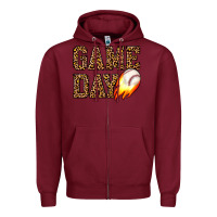 Burgundy game day baseball Zipper Hoodie - JahusDesignShop