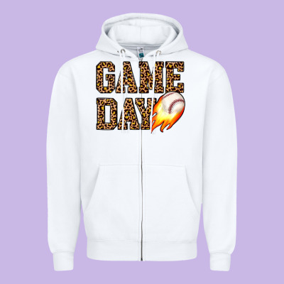 Game Day Baseball Zipper Hoodie Designed By Jahusdesignshop