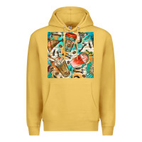 Antique Gold western indian coffee cups with aztec seamless pattern bbs Premium Hoodie - BundleAndBundleShop