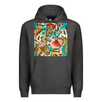 Charcoal Heather western indian coffee cups with aztec seamless pattern bbs Premium Hoodie - BundleAndBundleShop